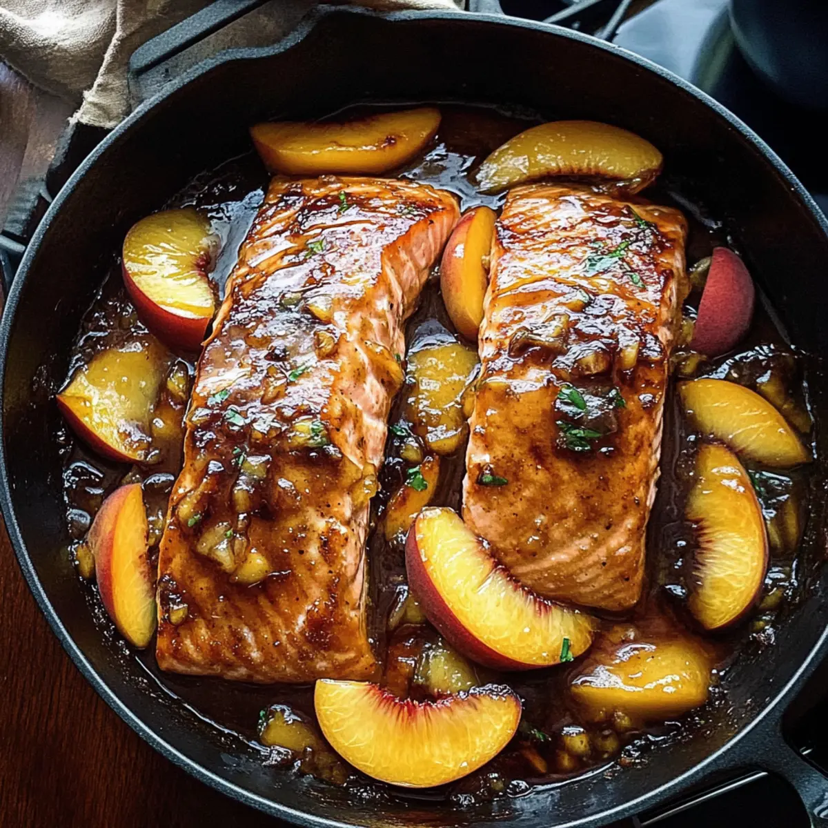 Bourbon Peach Roasted Salmon: Sweet, Savory Dinner Delight