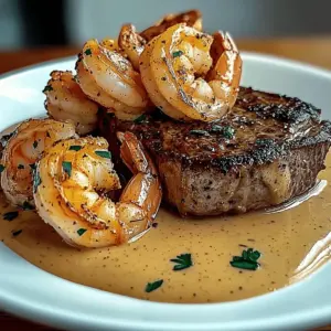 Delicious Steak in Creamy Cajun Shrimp Sauce Recipe