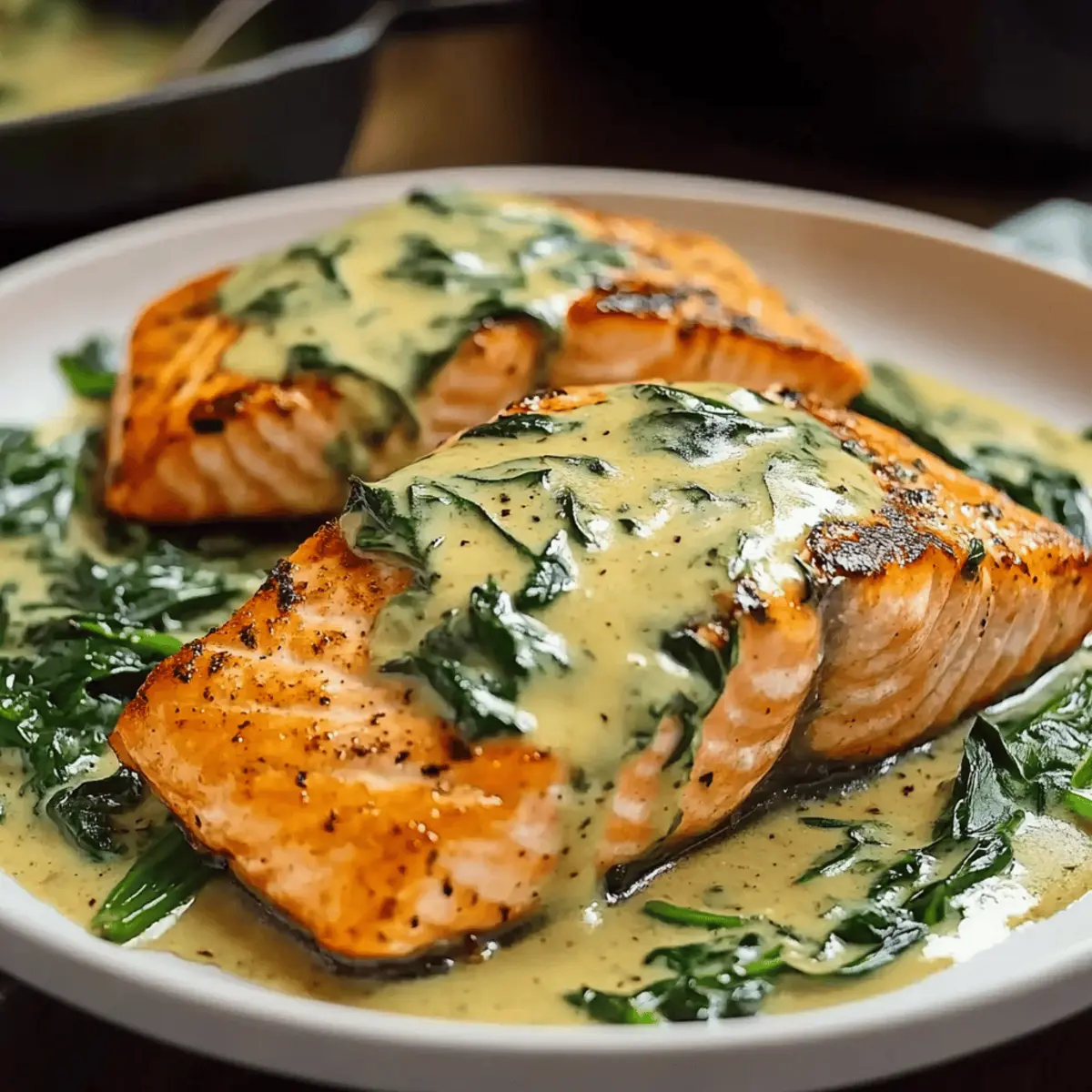 Creamy Spinach Poblano Salmon for a Flavorful Dinner Night