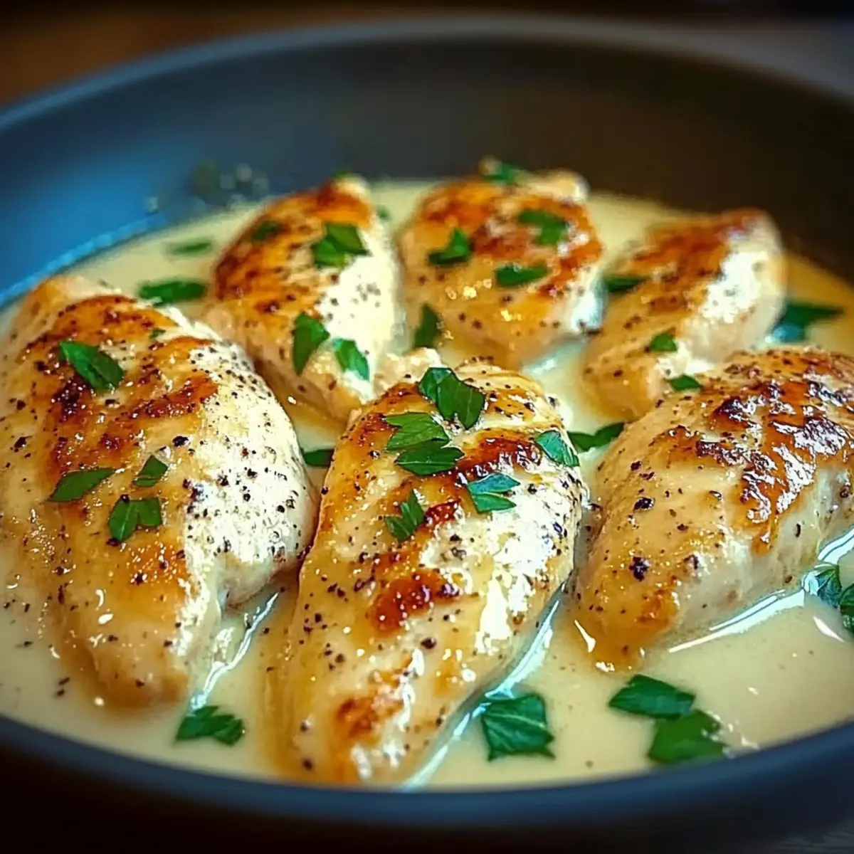 Savor Chicken Fillet in Spicy, Creamy Garlic-Parmesan Sauce