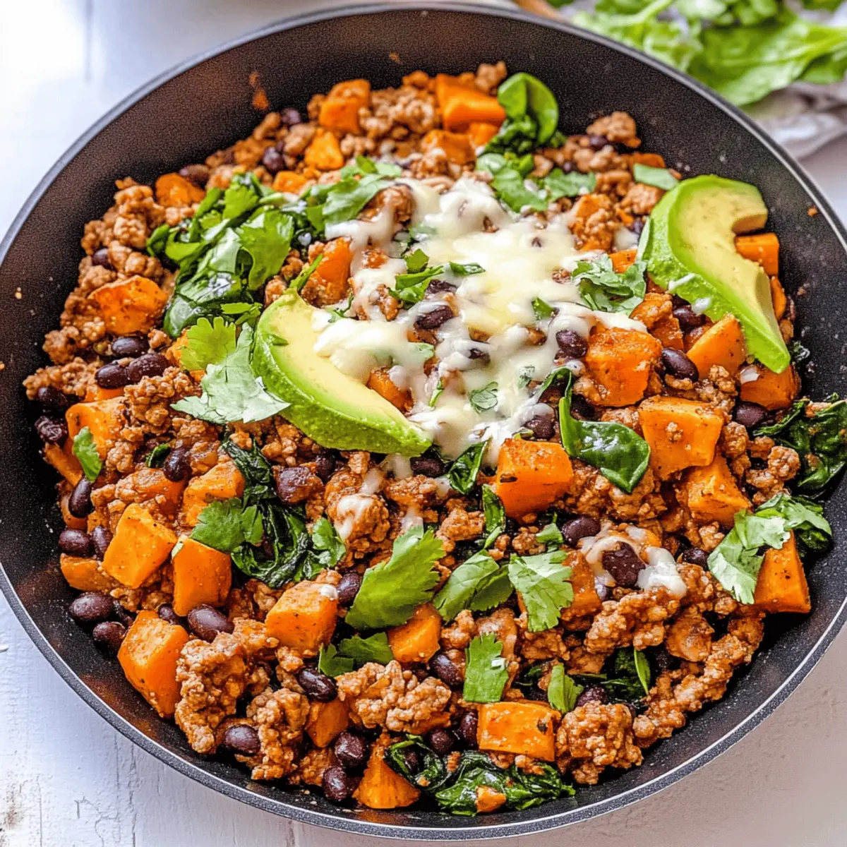 Quick Ground Turkey & Sweet Potato Taco Skillet Delight