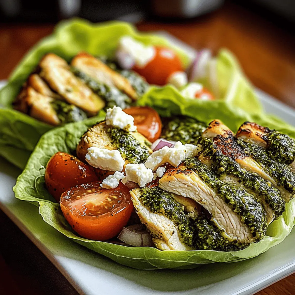 Delicious Pesto Chicken Lettuce Wraps Ready in 30 Minutes
