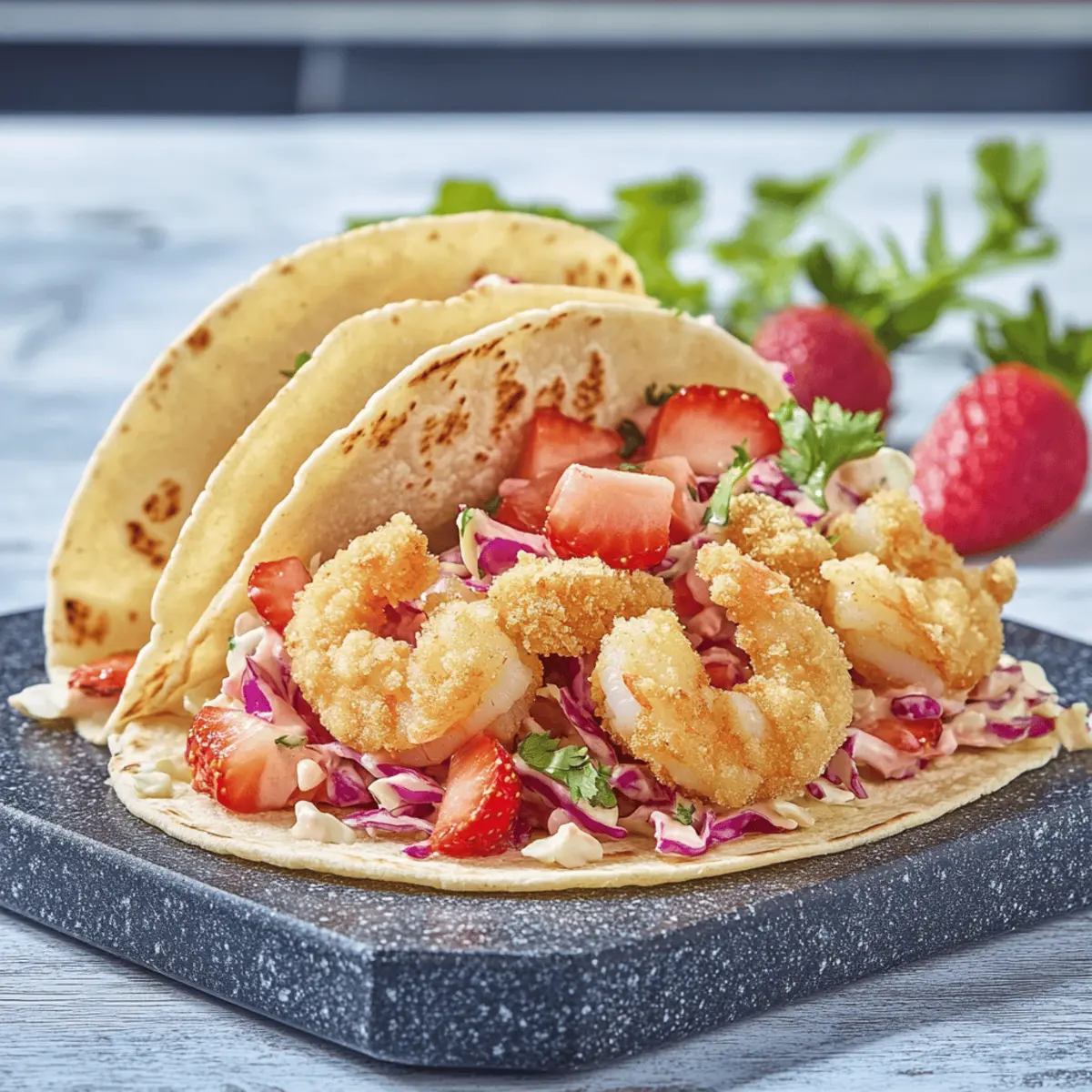 Vibrant Shrimp Tacos with Strawberry Coleslaw Delight