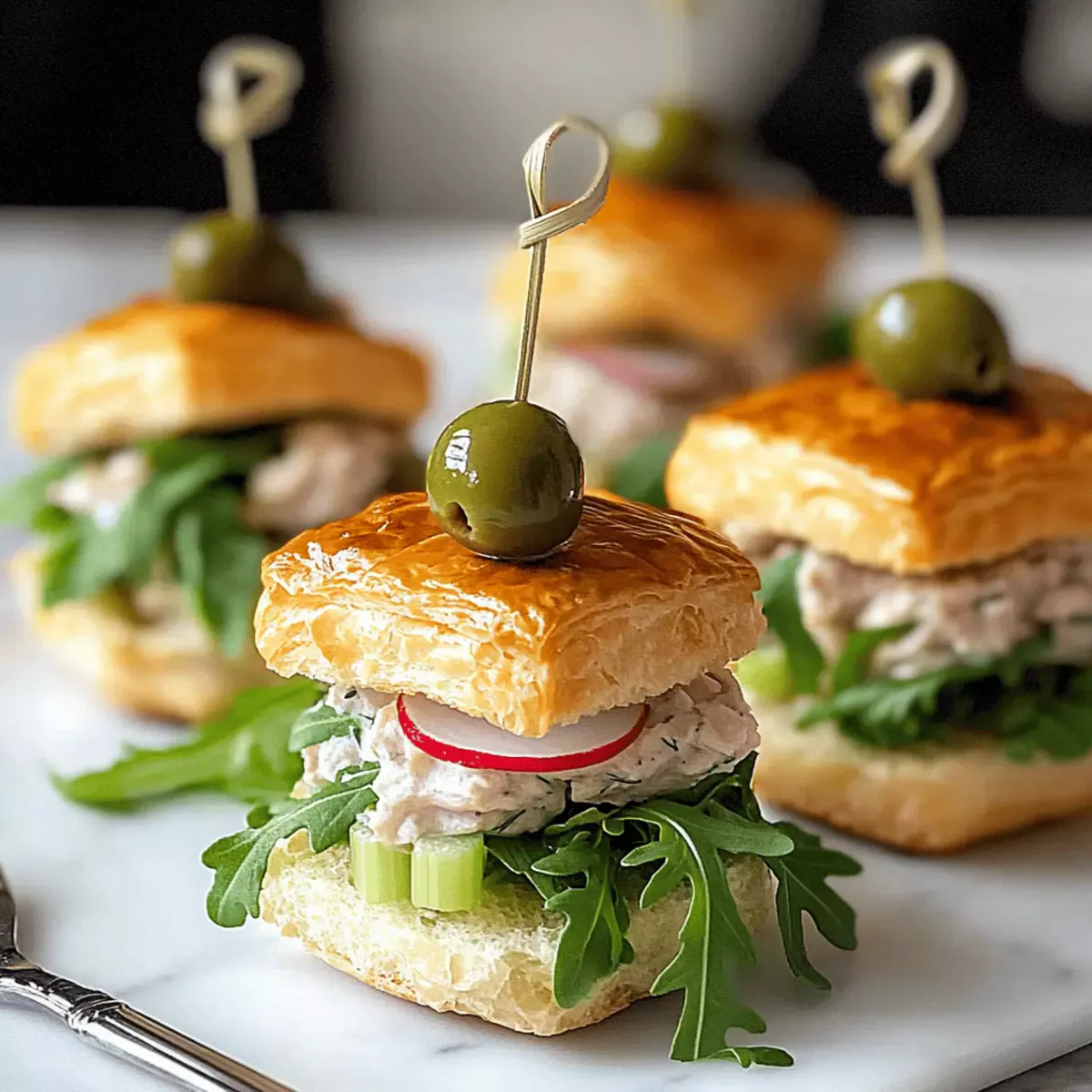 Irresistible Chicken Salad Sliders on Flaky Puff Pastry Buns