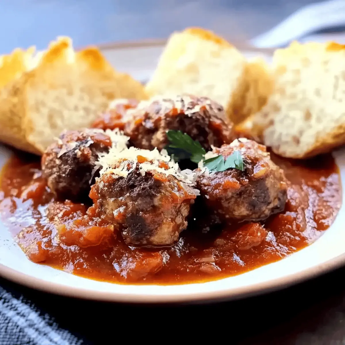 Hearty Braised Meatballs in Red Wine Tomato Sauce Delight