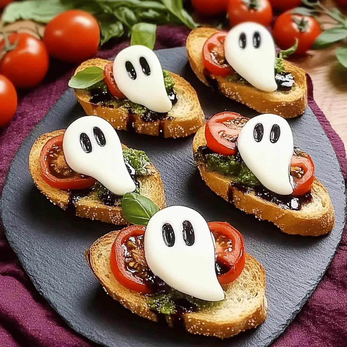 Festive Caprese Crostini Ghosts for a Spooky Delight