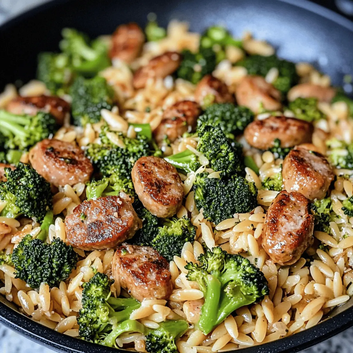 Chicken Sausage, Broccoli, and Orzo Skillet: A Cozy Dinner Delight