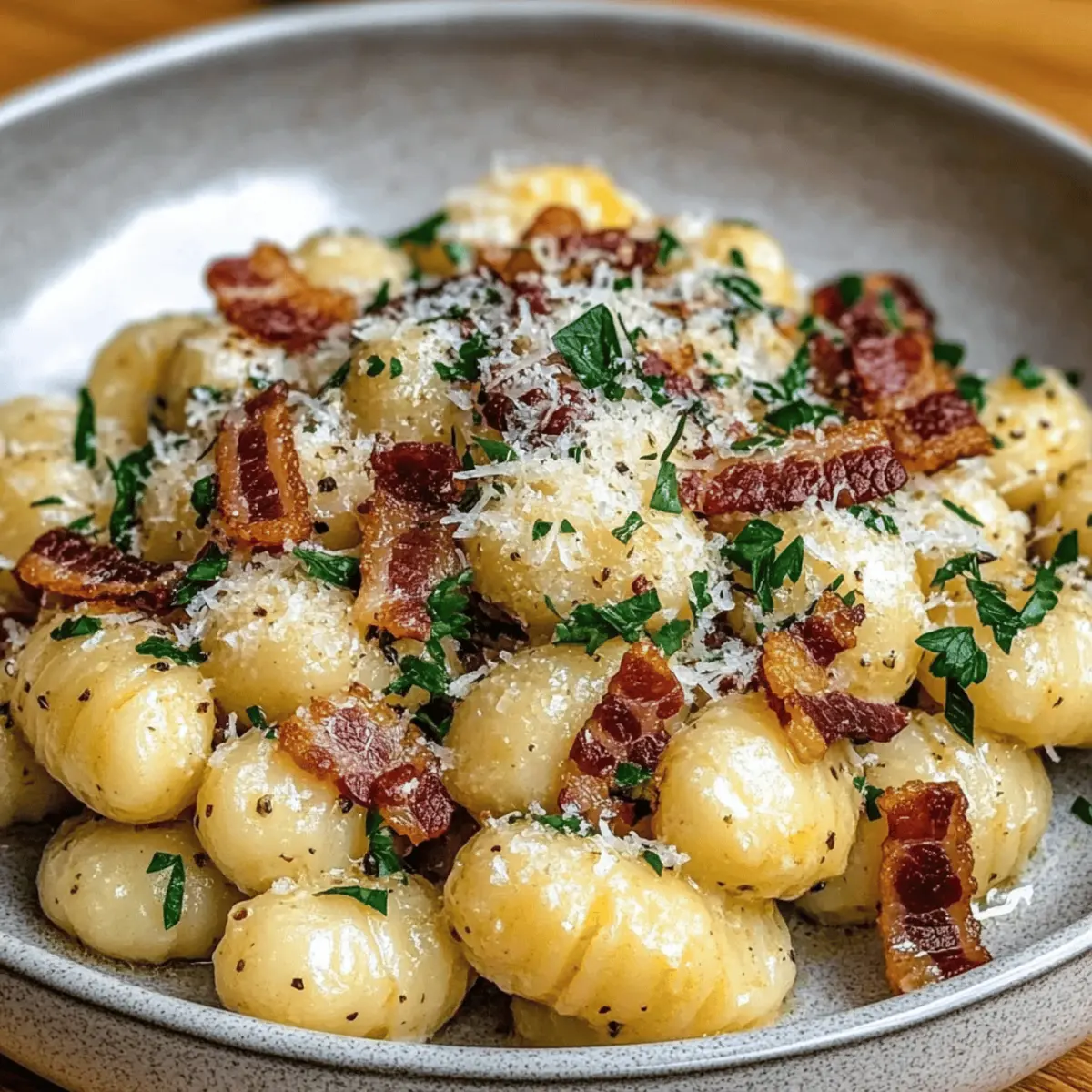 Creamy Gnocchi Carbonara with Bacon & Parmesan Bliss
