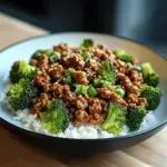 Honey Sriracha Ground Chicken and Broccoli