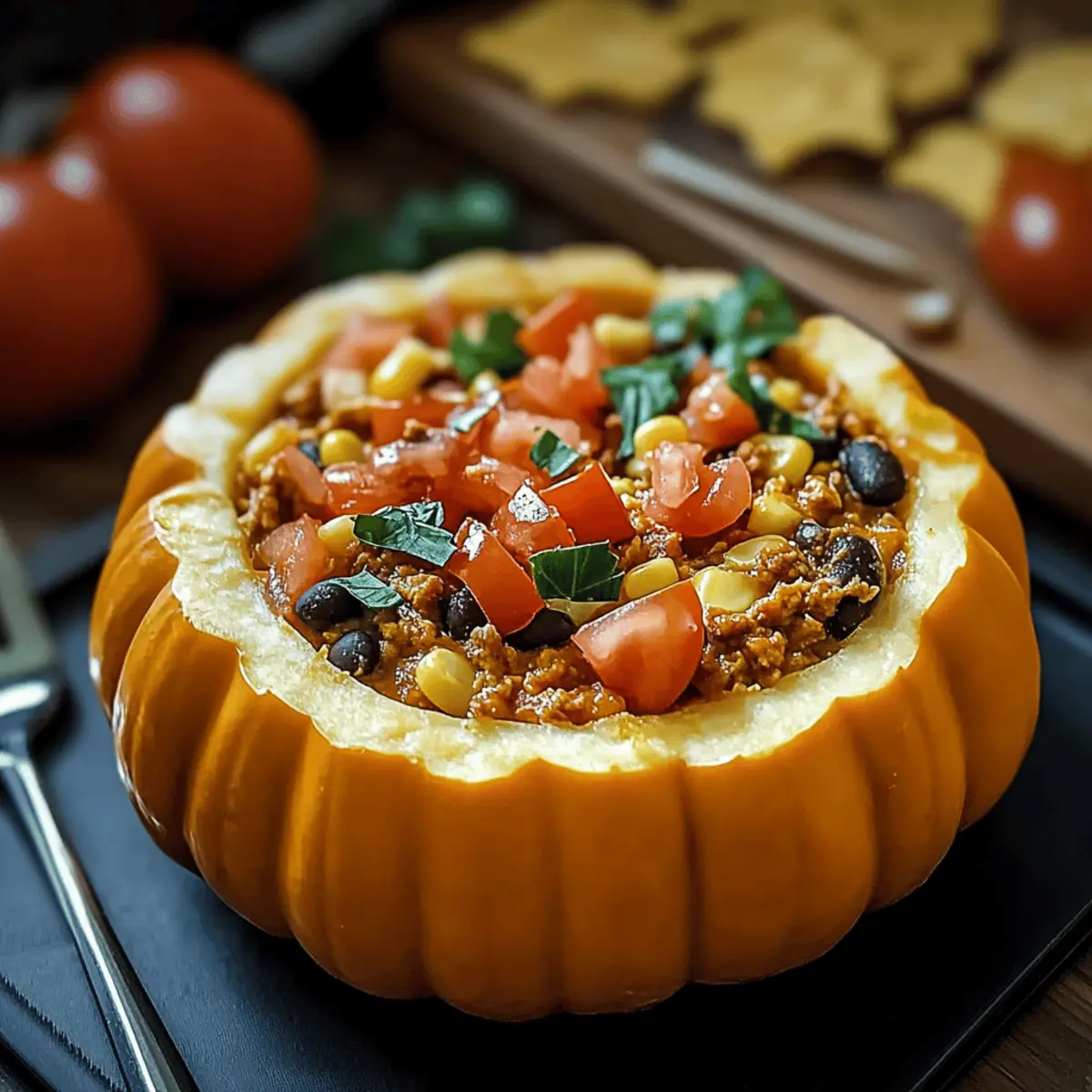 Savory Pumpkin Taco Dip Served in a Cute Mini Pumpkin
