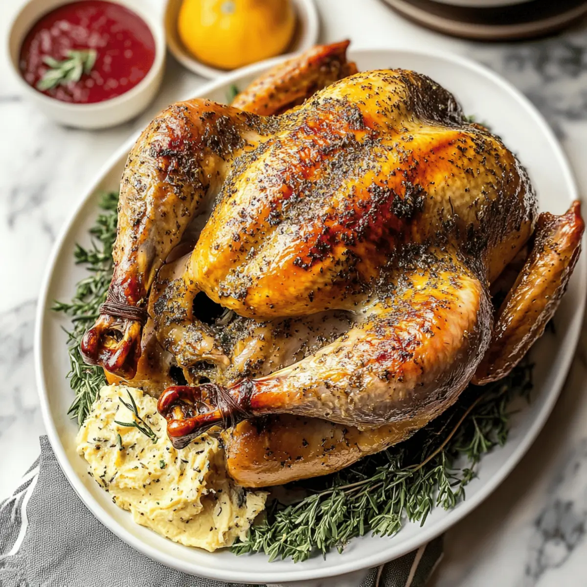 Juicy Roast Turkey with Garlic Herb Butter for Holiday Feasts