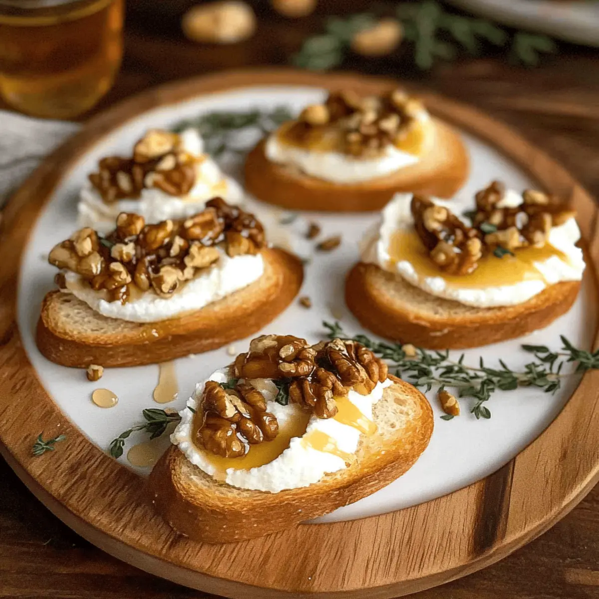 Whipped Ricotta Crostini with Walnuts & Salted Honey Bliss