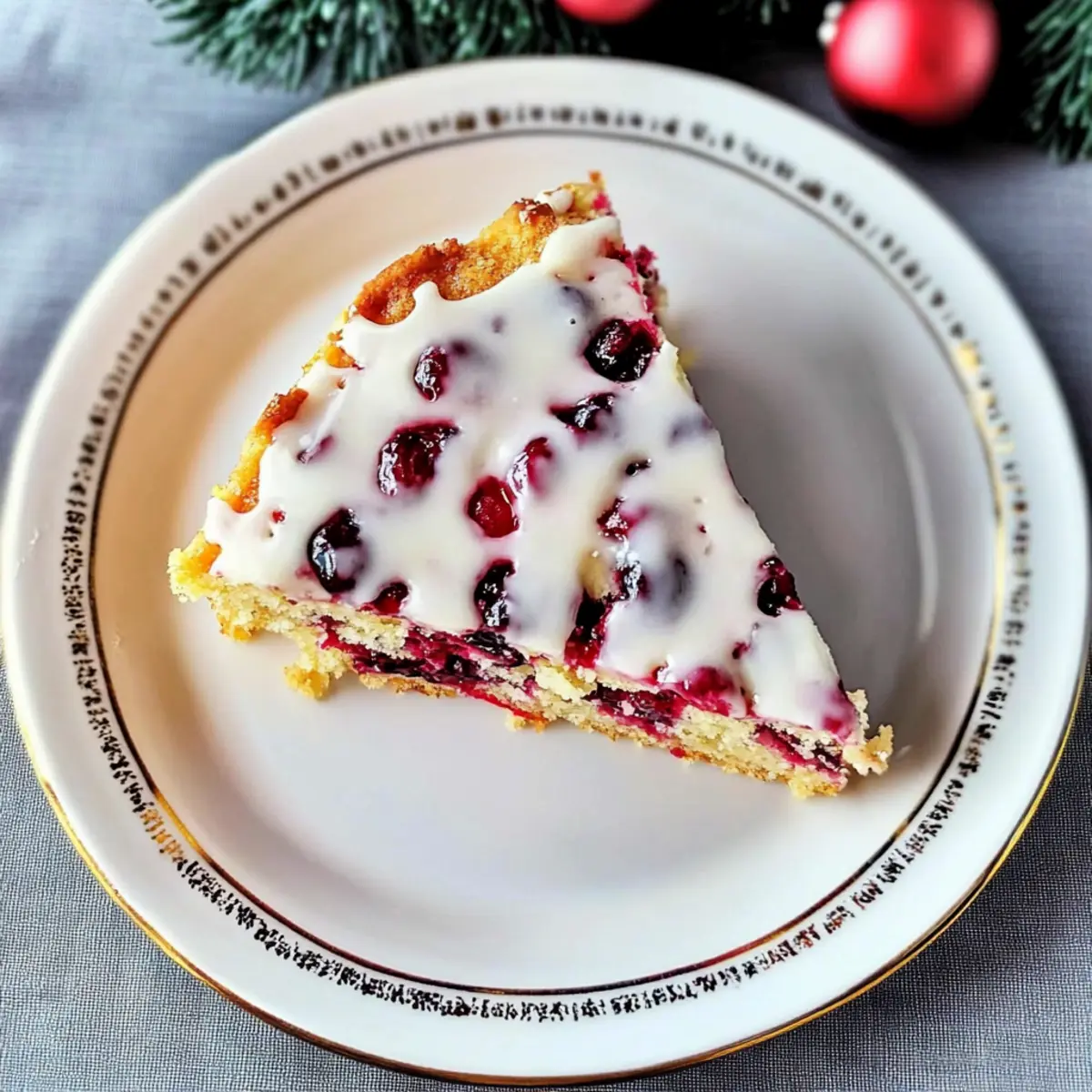 Cranberry Christmas Cake with Vanilla Glaze for Festive Joy