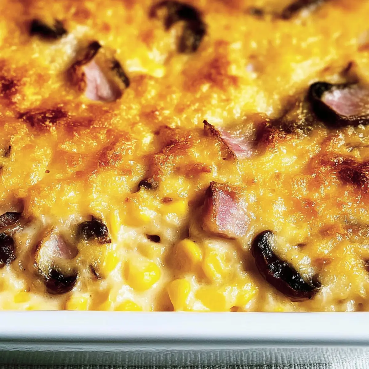 Savory Corn Pudding with Mushrooms and Ham for Cozy Nights