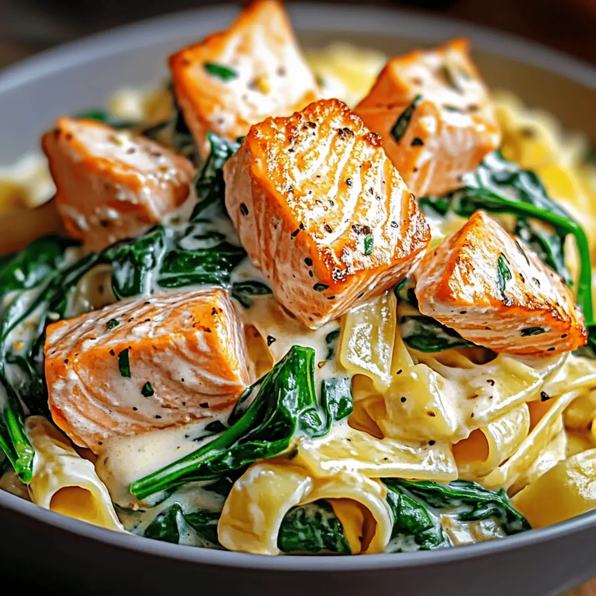 Creamy Salmon Spinach Pasta Dish for a Cozy Dinner Night