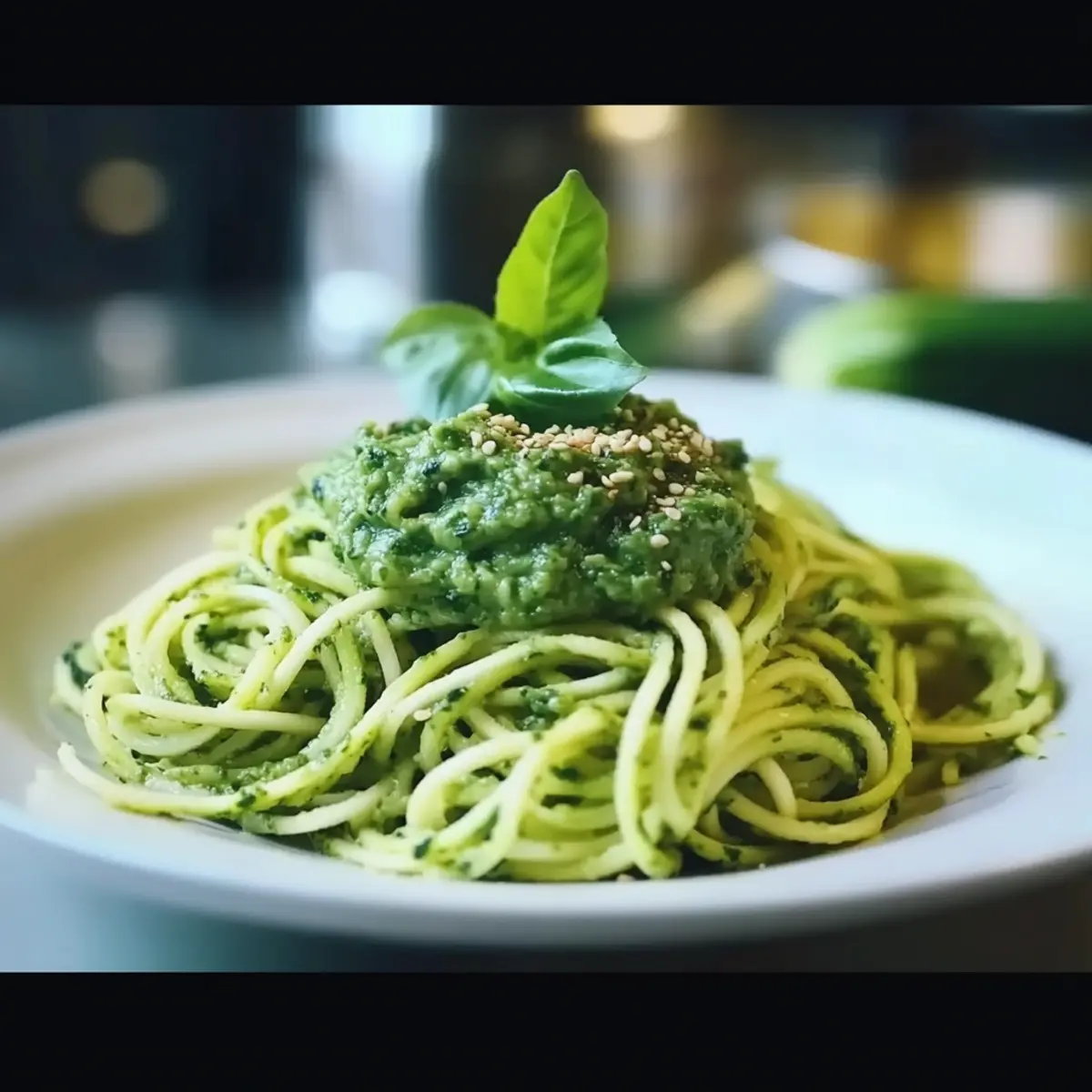 Zucchini Noodles with Creamy Avocado Pesto Made in 20 Minutes