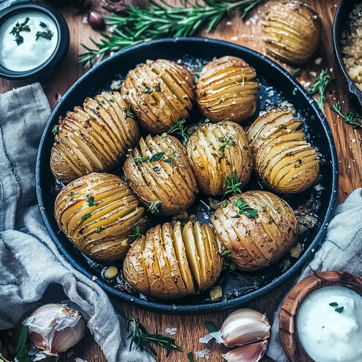 Crispy Hasselback Potatoes with Garlic and Rosemary Bliss