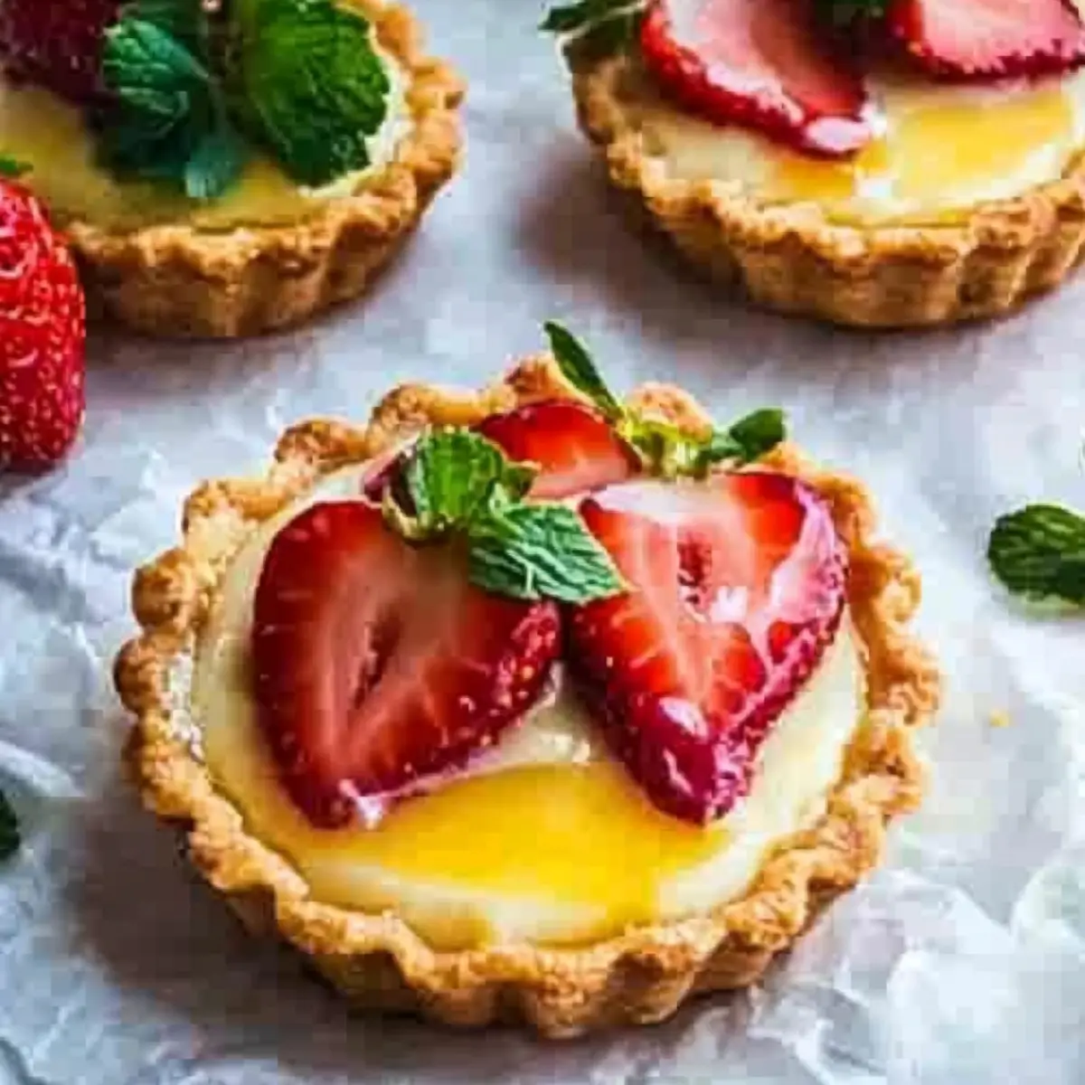 Delightful Strawberry Honey Custard Tarts & Lemon Curd Bliss