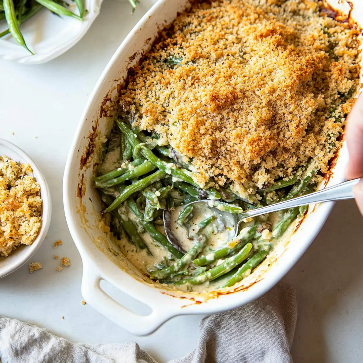 Homemade Green Bean Casserole with Fresh Mushroom Sauce