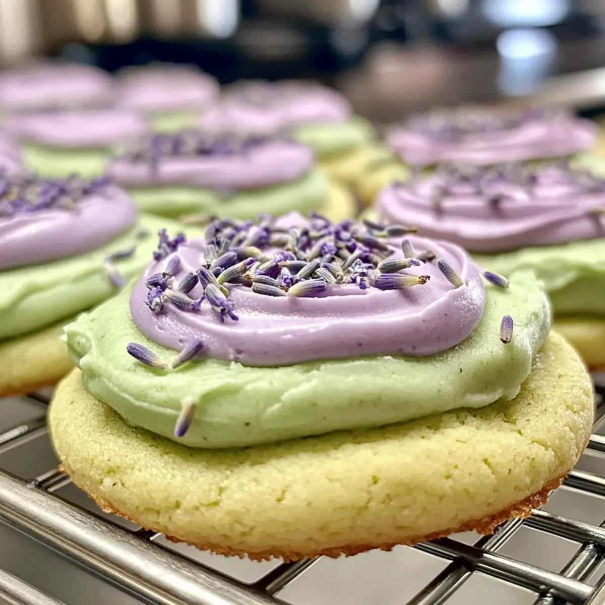 Matcha Sugar Cookies with Lavender Frosting for a Whimsical Treat