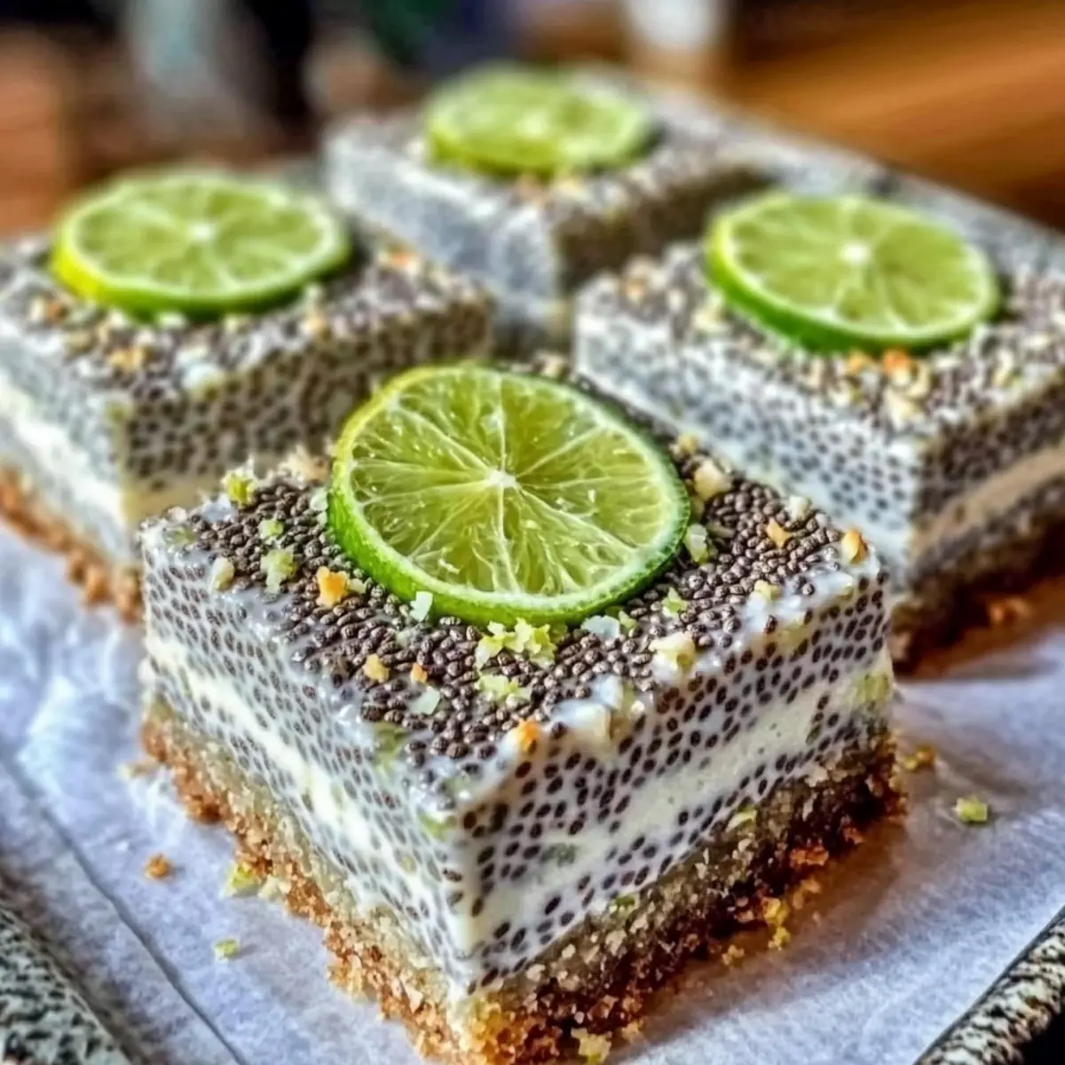 No-Bake Chia Pudding Bars with Zesty Coconut Lime Flavor Delight