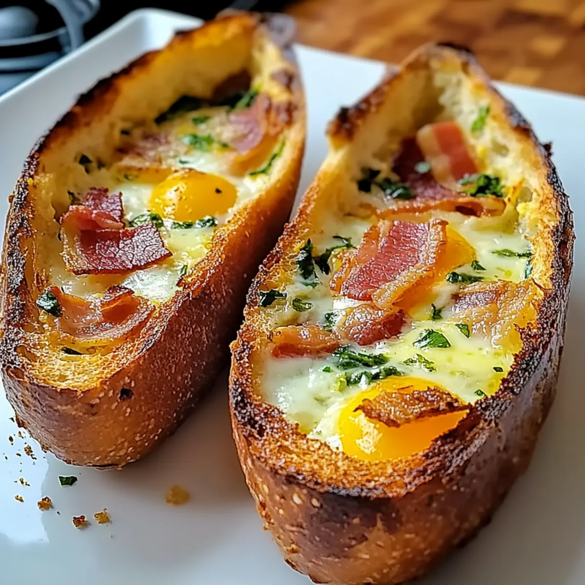 Baked Egg Boats: Savory Breakfast with Turkey Bacon & Veggies