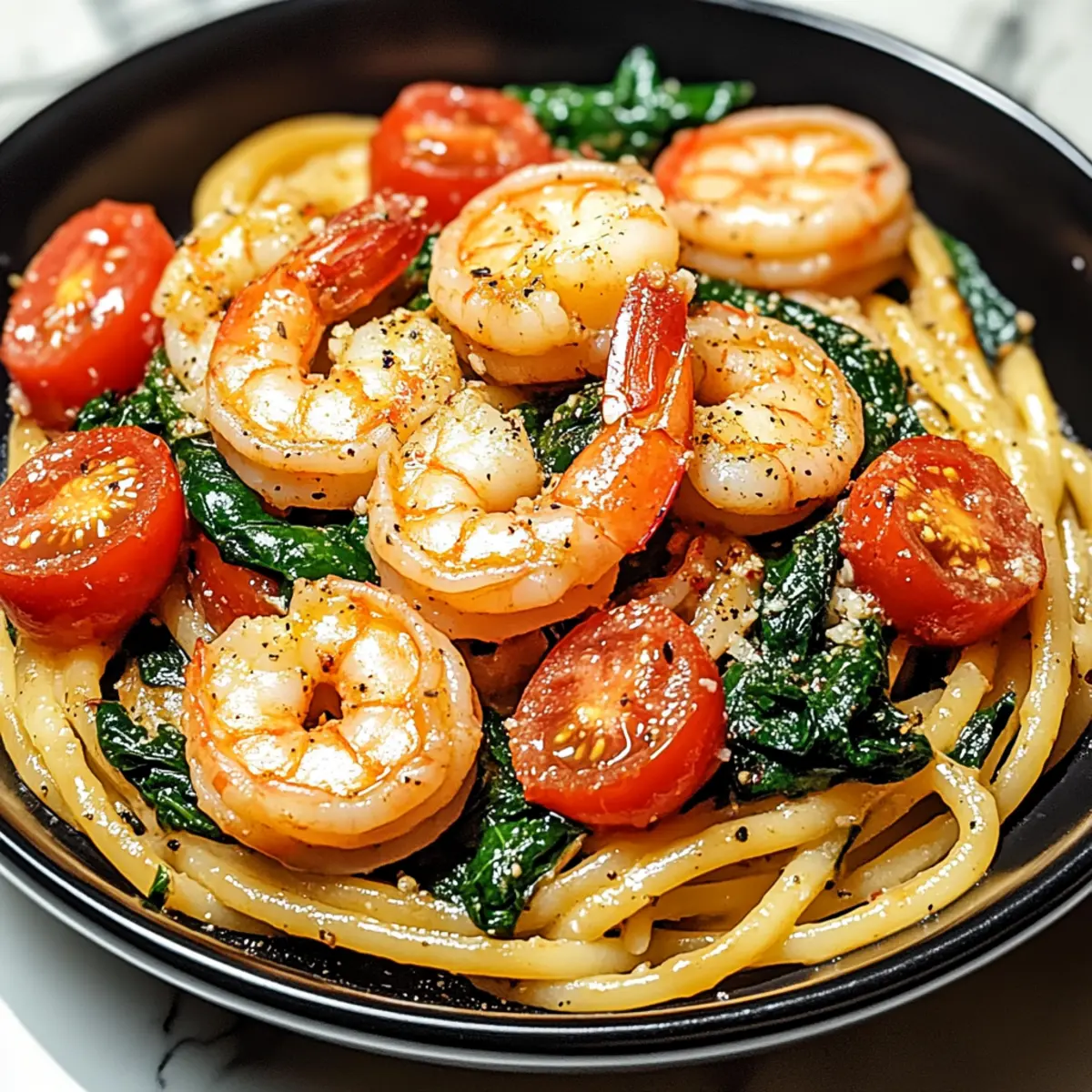 Delicious Tomato Spinach Shrimp Pasta: Quick and Healthy Delight