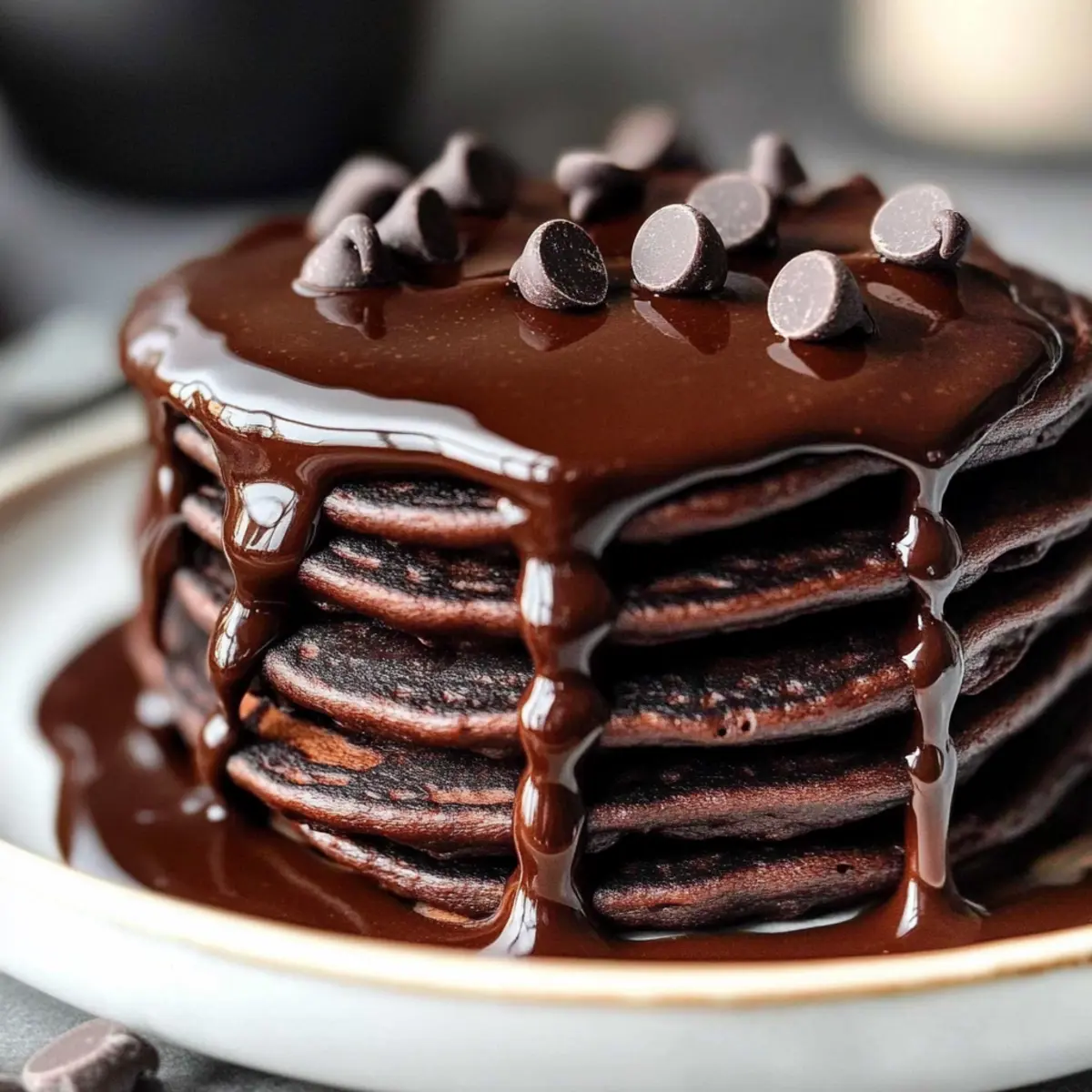 Irresistibly Fluffy Chocolate Pancakes with Ganache Delight