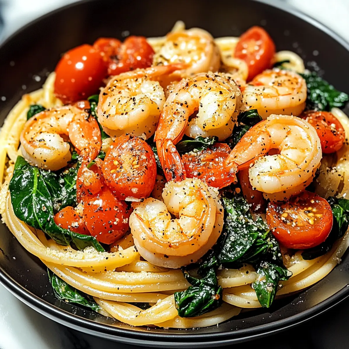Mediterranean Tomato Spinach Shrimp Pasta for Busy Nights