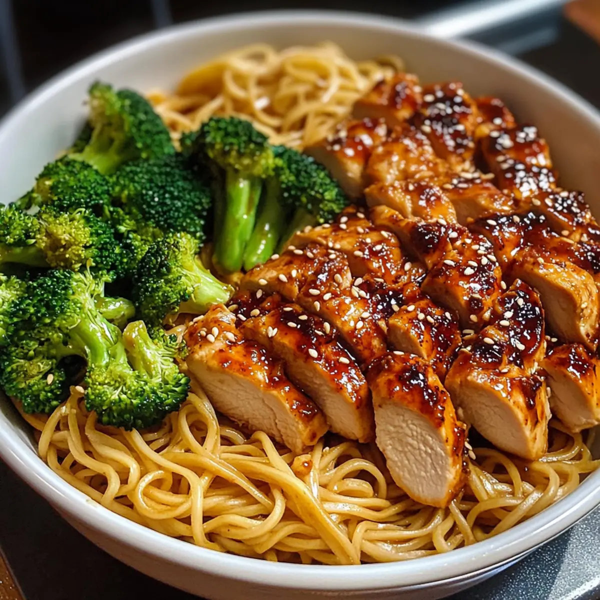 Spicy Garlic Chicken and Broccoli Noodle Bowls in 35 Minutes