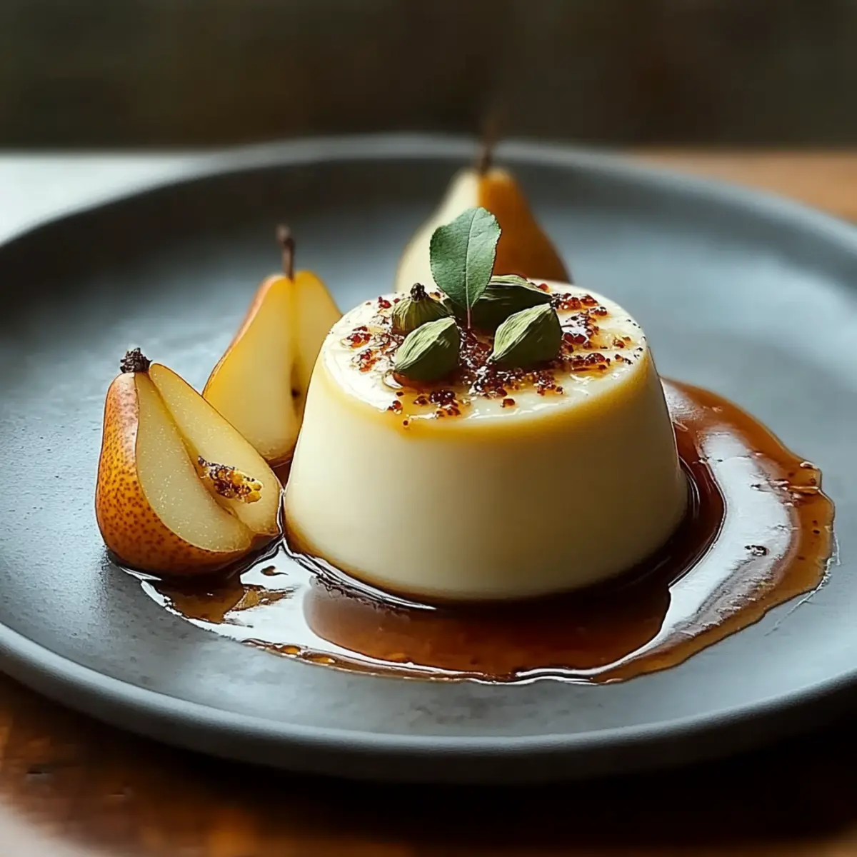 Creamy Cardamom Panna Cotta with Poached Pears Delight