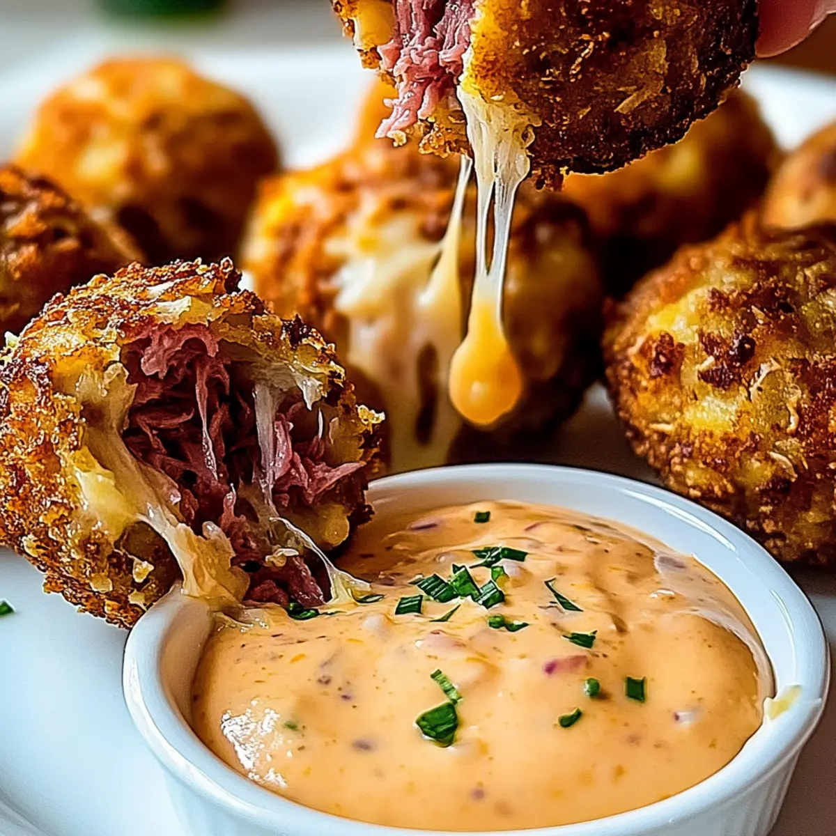 Crispy Reuben Balls with Spicy Dip: Party-Ready Delight