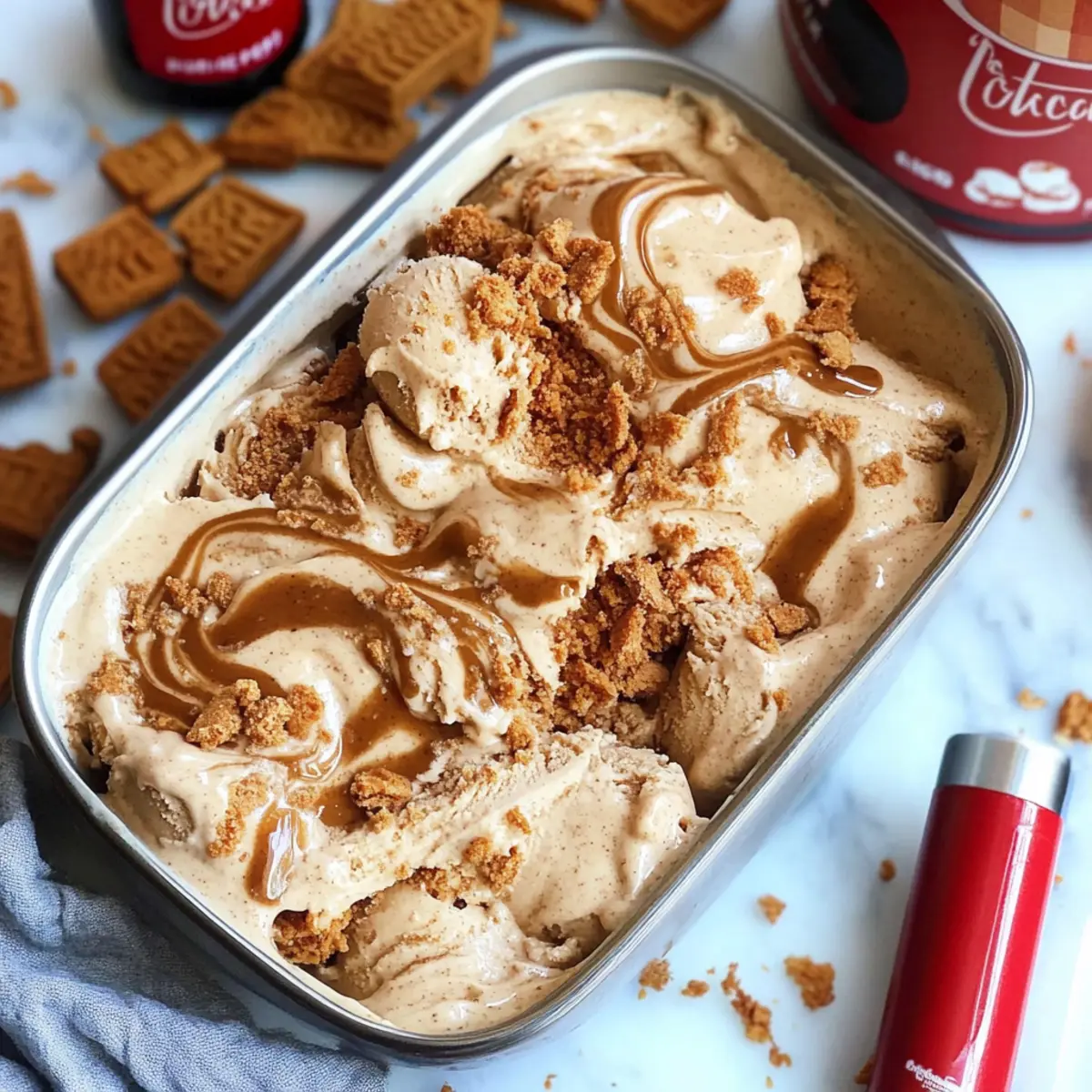Creamy Biscoff Ice Cream: No-Churn Delight in Every Bite