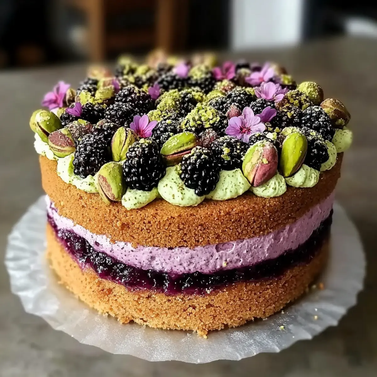 Pistachio and Blackberry Olive Oil Cake: A Moist Delight