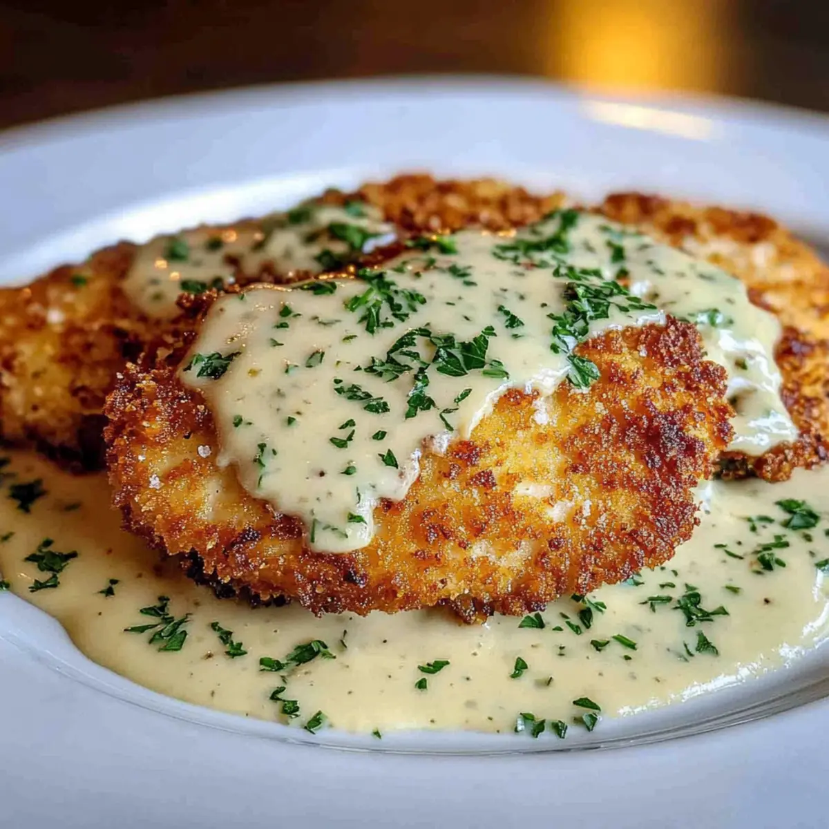 Parmesan Crusted Chicken with Creamy Garlic Sauce Delight