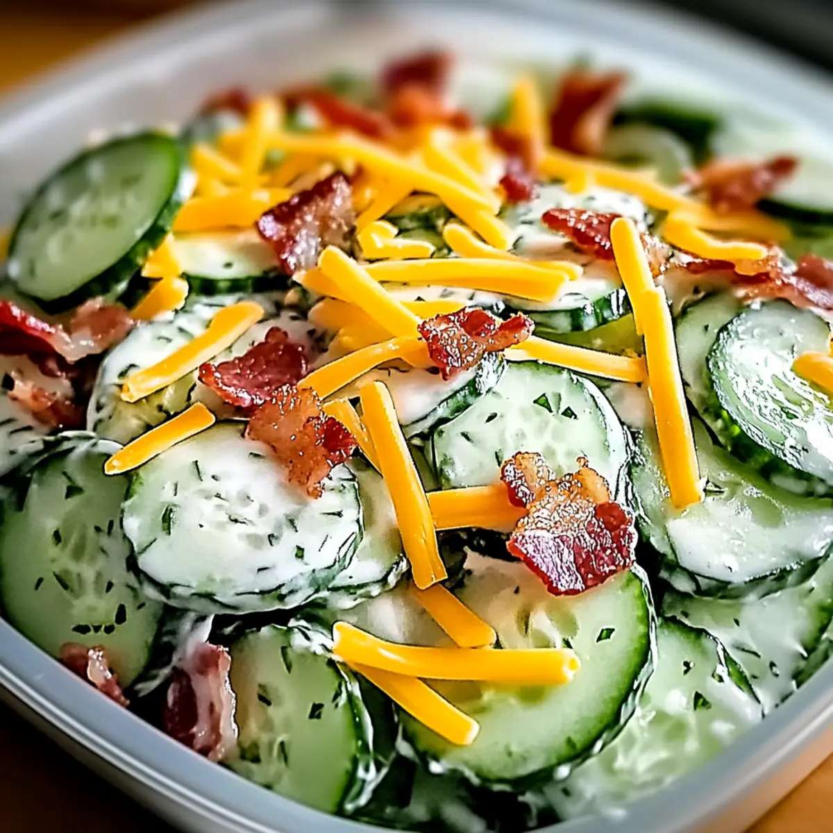 Cucumber Salad with Bacon and Cheese for a Savory Twist