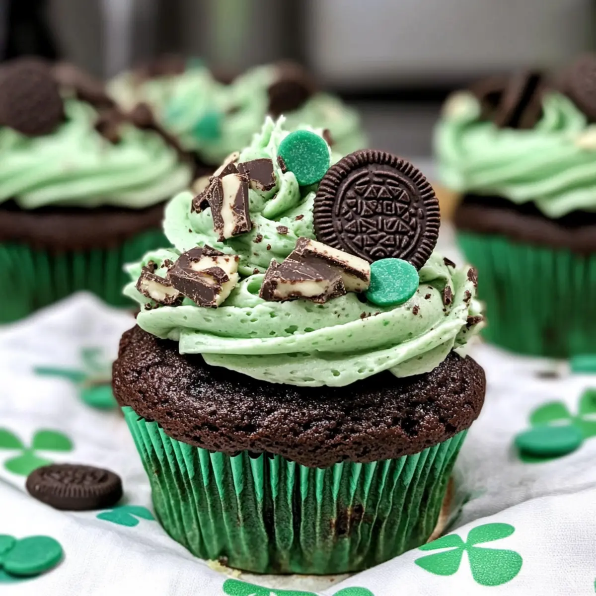Delicious St. Patrick's Day Andes Mint Oreo Chocolate Cupcakes