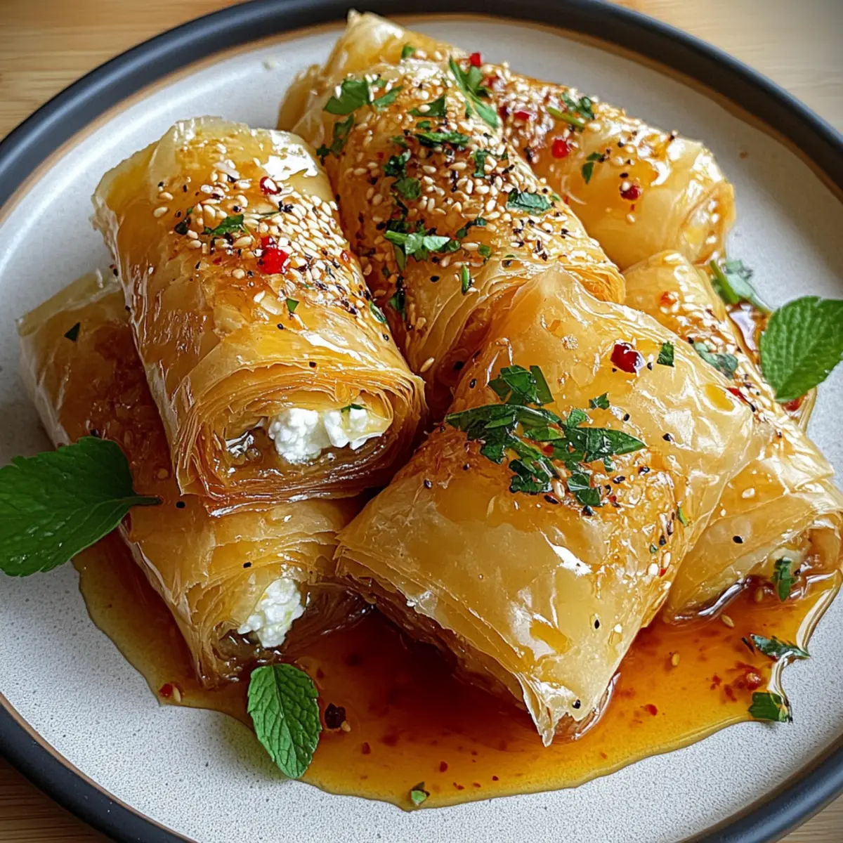 Crispy Oven Fried Feta Rolls with Sweet Chili Honey Delight