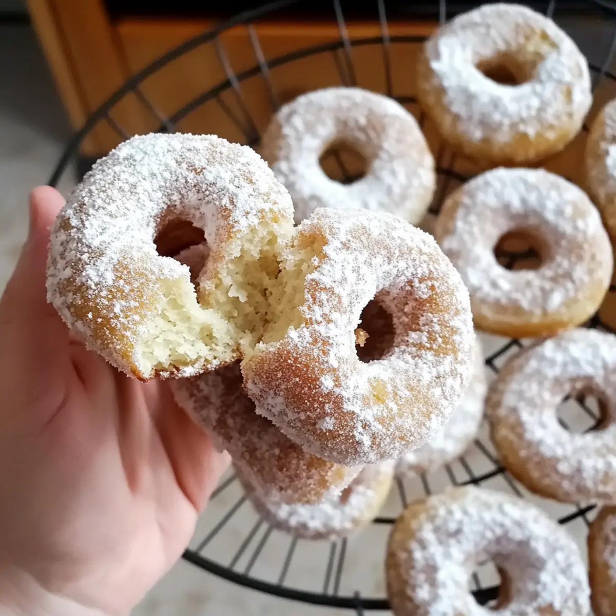 Delicious Baked Sourdough Discard Powdered Sugar Donuts