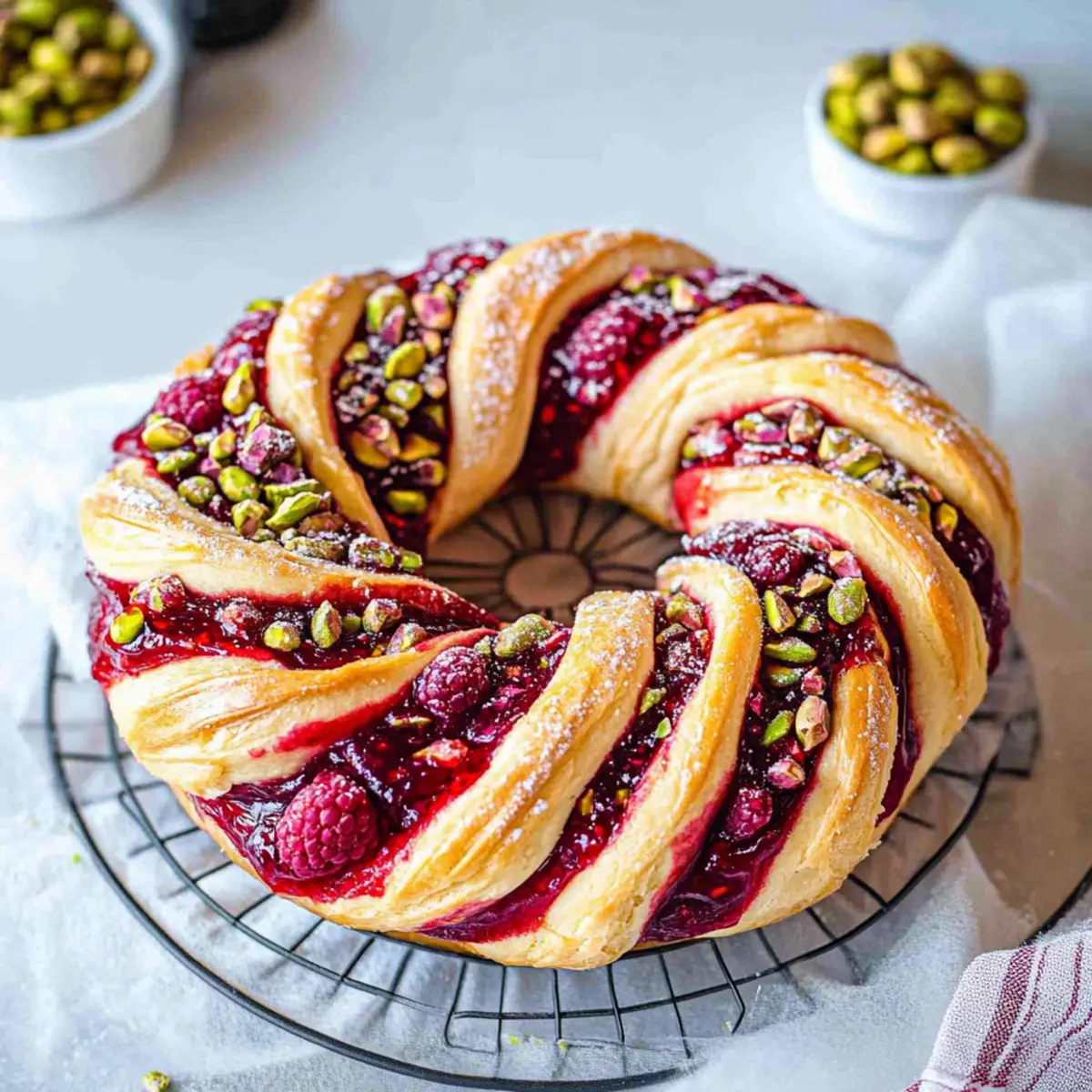 Vegan Raspberry and Pistachio Wreath for Festive Gifting