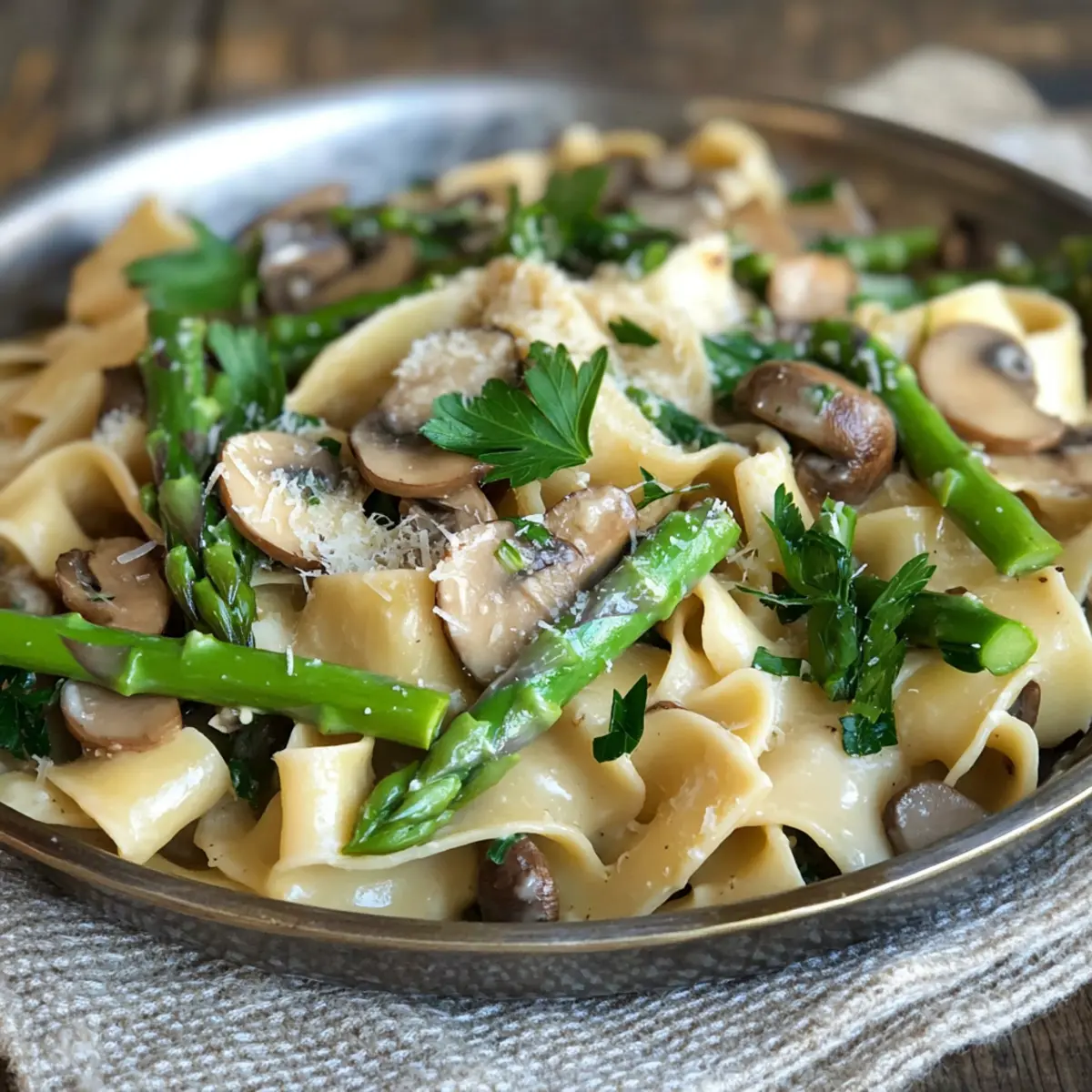 Spring Asparagus and Mushroom Pappardelle: A Creamy Delight