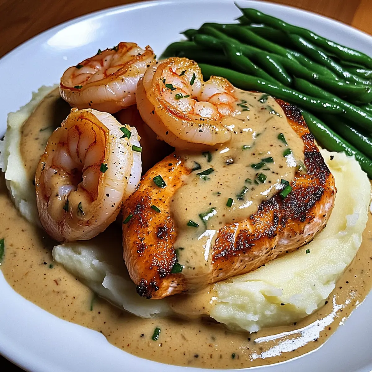 Indulge in Cajun Shrimp and Salmon with Garlic Cream Sauce