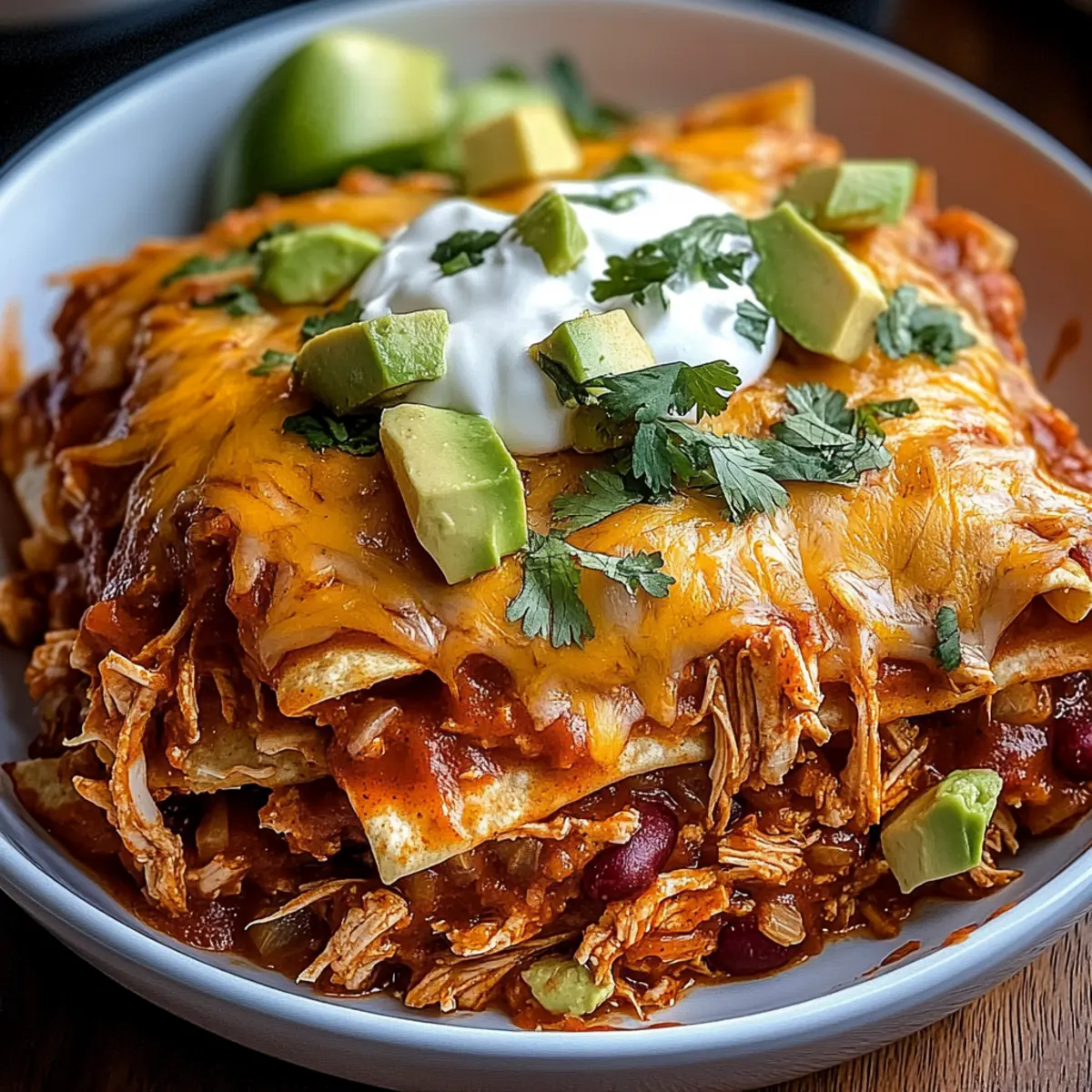 Decadent Shredded Chicken Enchilada Casserole Your Family Will Love
