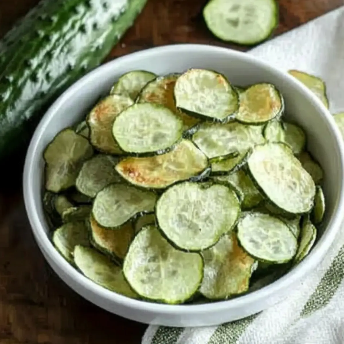 Crispy Baked Cucumber Chips With Salt & Vinegar Flavor Delight