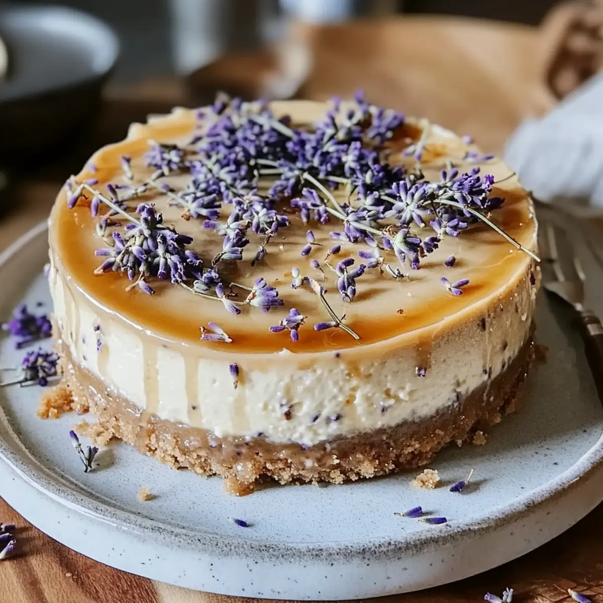 Indulge in Creamy Honey Lavender Cheesecake Bliss
