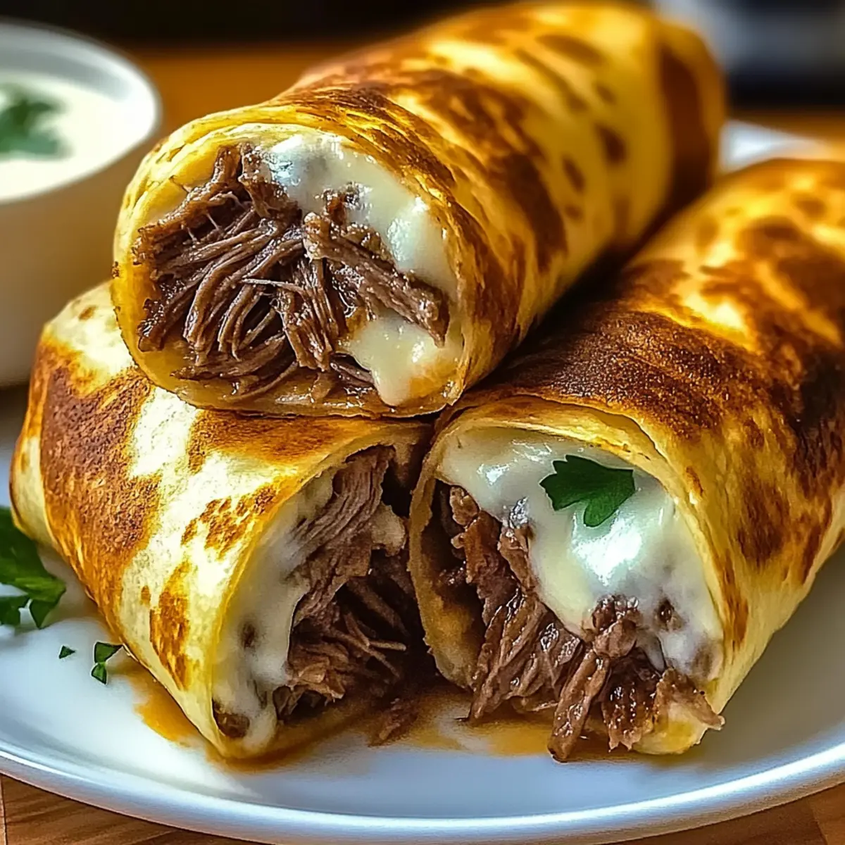 Cheesy French Dip Tortilla Roll Ups for Easy Comfort Food