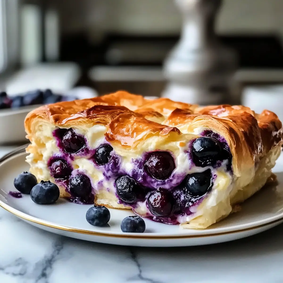 Decadent Blueberry Cream Cheese Croissant Casserole Delight