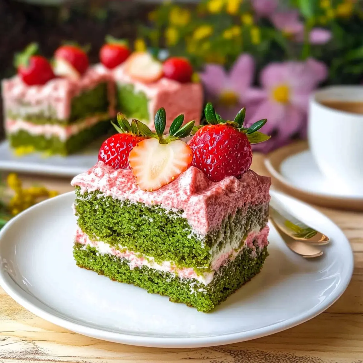 Irresistibly Moist Strawberry Matcha Latte Cake Recipe