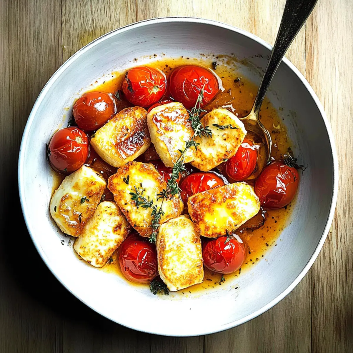 Sweet and Spicy Honey Tomatoes with Halloumi Delight