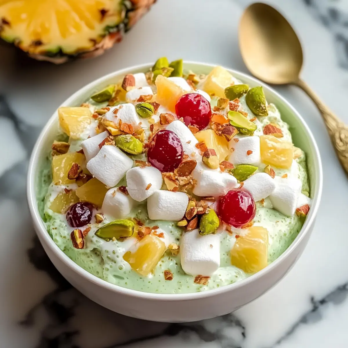 Creamy Fruit Salad with Pistachios for a Fun Twist
